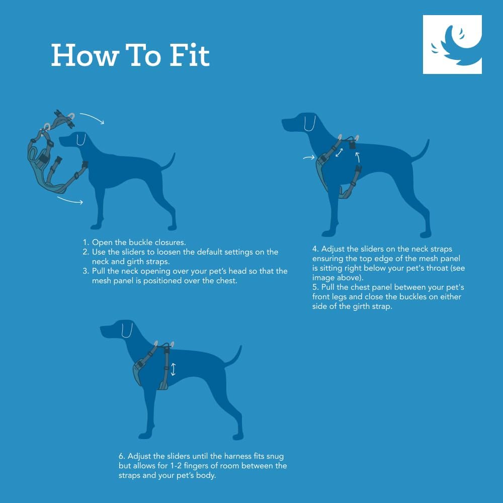 RC Pets Multi-Use, Sturdy, Breathable Moto Control Harness for Dogs and Cats | X-Small, Black/Grey (X-Small, Arctic Blue/Tennis) - Image 4