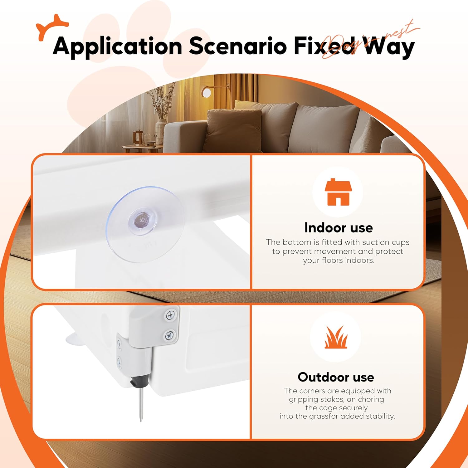 HealSmart 4 Panel Dog Playpen, 24” Exercise Puppy Playpen with Door, Safe, Secure, Folding & Portable Pet Playpen for Indoor & Outdoor Use, Suitable for Puppies and Small, White - Image 6