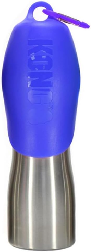 KONG H2O Stainless Steel Dog Water Bottle & Pet Travel Bowl, 25 oz - Blue