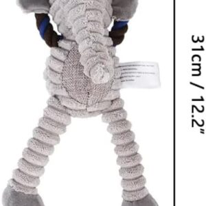 Generic Corduroy Dog Toy Animal Shape Plush Rope Squeak Dog Chew Toy for Small to Large Dogs (Elephant), Army Green, Gray, Brown