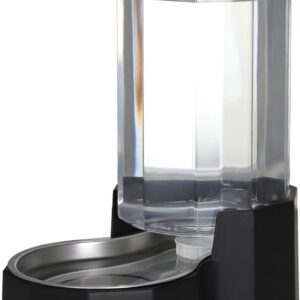 Sfozstra Large Dog Water Dispenser: 8L Automatic Black Water Feeder with Stainless Steel Bowl - Without Filter - Gravity Design for Multiple Pets Indoor/Outdoor