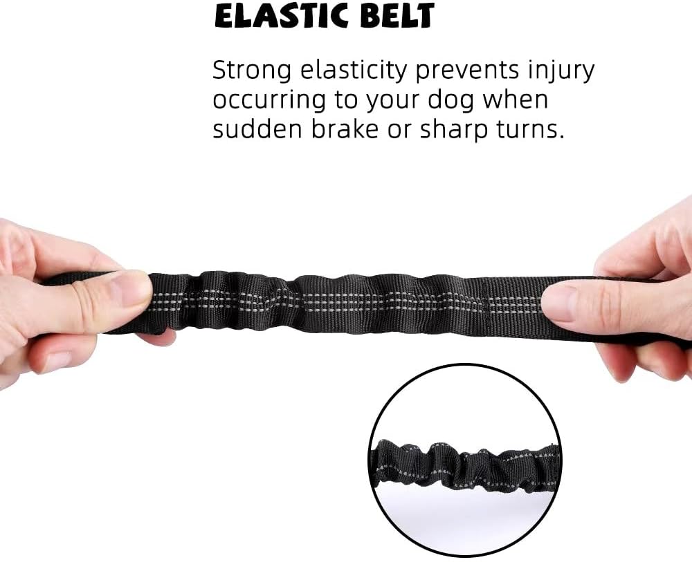 PETSPLAZA Dog Seat Belt, Retractable Dog Car Harness Adjustable Dog Seat Belt for Vehicle Nylon Pet Safety Seat Belts Heavy Duty & Elastic (Black) - Image 2