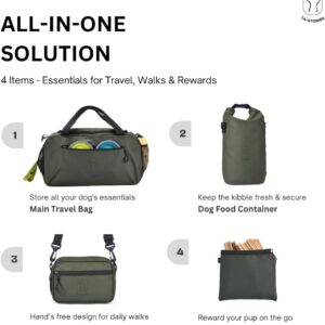 Super-Value 4-in-1 Dog Travel & Walking Bundle | 8-Pocket Travel Organizer + XL Food Container + Exclusive Walking Bag + Detachable Treat Pouch | Poop Bag Dispensers | Cabin Approved Size | Waterproof