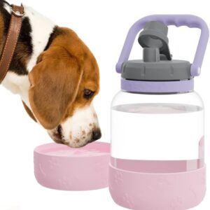 Asobu Buddy Bottle a Stainless Steel Insulated Water Bottle for with Removable Dog Water Bowl and Dog Food and Treat Storage Bowl (Pink, Barkley 50 oz Water Bottle with Bowl)