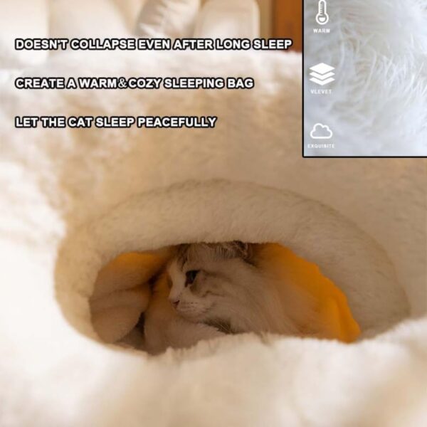 Cat Sleeping Bag for Indoor Cats, Cozy Cat Winter Sleeping Bag，Plush Cats Sack Self Warm Bed Cave，Pet Hideaway Calming Tunnel Bed，Covered Warm Burrow Beds for Kittens (2 Pack Brown ，M-18 x 14in) - Image 4