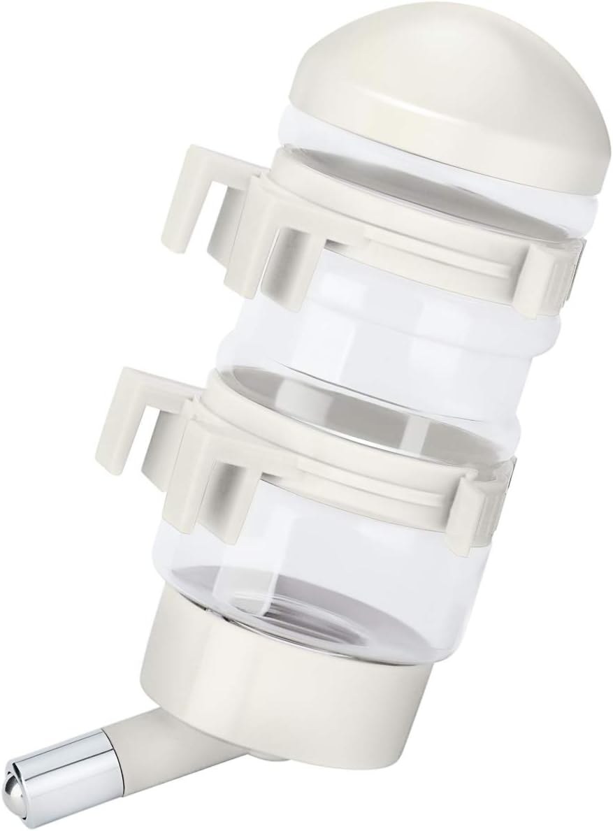 No Drip Dog Kennel Water Bottle Dispenser for Crate, 400ml Dripless Pet Drinking Fountains Kettle with Automatically Feeding Water (White)