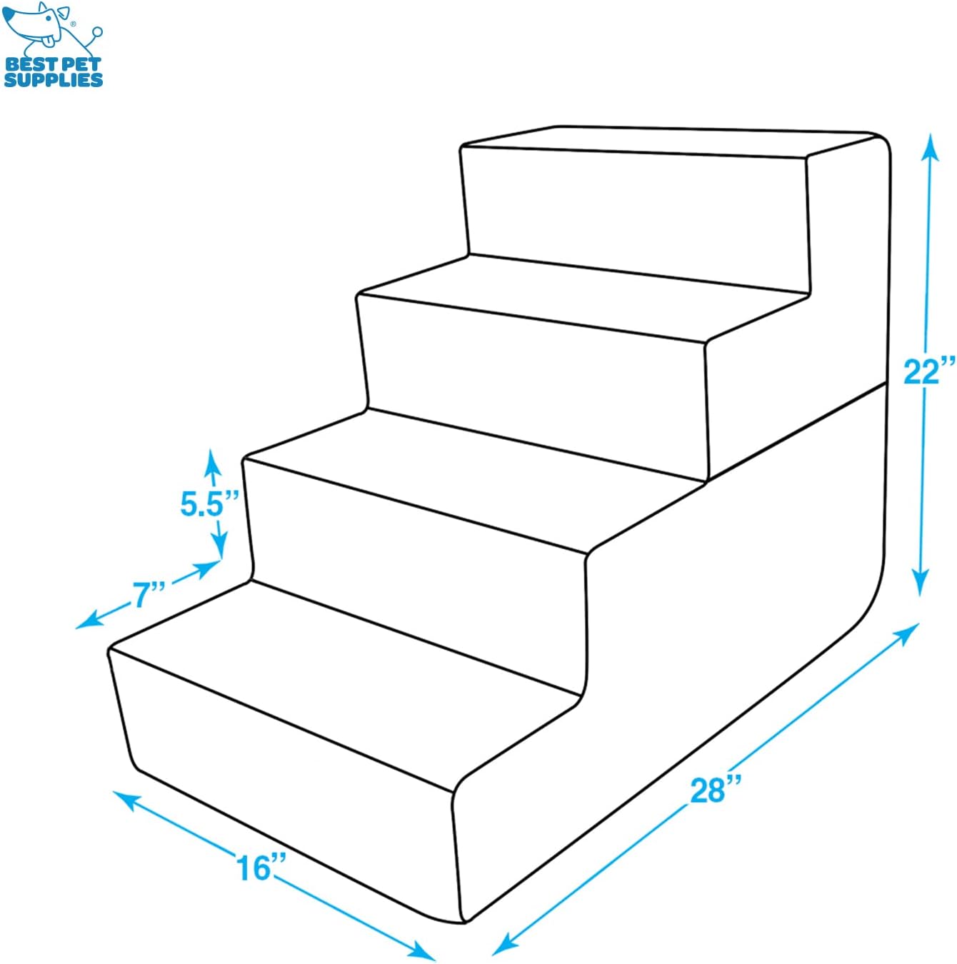 Best Pet Supplies Foldable Foam Pet Steps for Small Dogs and Cats, Portable Ramp Stairs for Couch, Sofa, and High Bed Climbing, Non-Slip Balanced Indoor Step Support, Paw Safe - Ash Gray Linen,4-Step - Image 6
