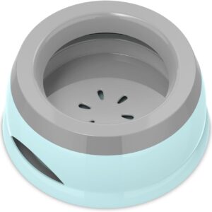 Takfox Dog Water Bowl, No Spill Cat Slow Feeder Water Dispenser Portable Vehicle Carried Car Travel Bowls for Small Medium Pets Sloppy Messy Drinkers 25oz, Blue