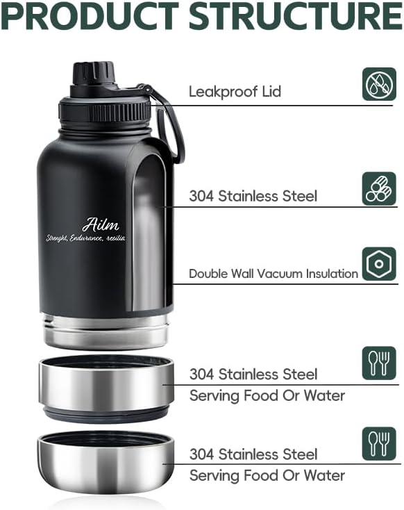 Travel Pet Feeder, 3-in-1 Food and Water Bottle Dispenser (Black) - Image 2