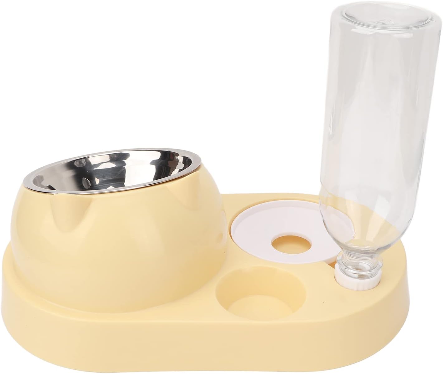 Pet Water Fountain, Pets Water and Food Bowl Set Automatic Waterer Bottle Tilted Stainless Steel Bowl Pet Feeder - Image 3