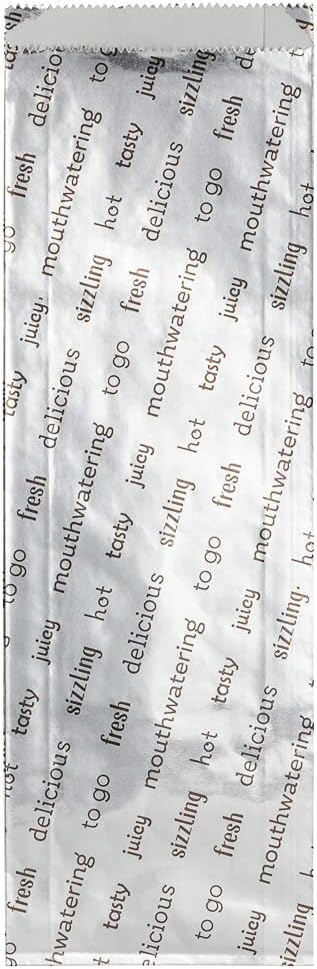 Restaurantware Bag Tek 3.7 x 1.2 x 12 Inch Hot Dog Bags 100 Large Hot Dog Wrappers - Greaseproof Freezer-Safe Printed Foil Hot Dog Cart Accessories Heat-Resistant Non-Vented - Image 2