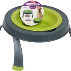 Dexas Popware for Pets Single Elevated Pet Feeder, Gray/Blue, Large/4 Cup Capacity (PW140432312)