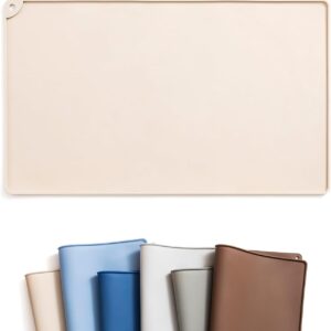 WePet Dog Feeding Mat, Non-Slip Waterproof Silicon Pet Feeding Mat, Dishwasher Safe, Stop Food Spills and Water Bowl Messes, for Dogs, Cats, 20 x 12 Inch, Beige Solid