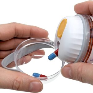 Mini Pill Dispenser Organizer Bottle, Daily Travel Medication Box with Secure Closure (Mini – White)