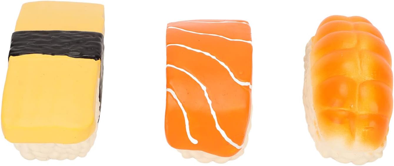 JTLB 3Pack Sushi Shaped Dog Toy, Soft Latex Squeaky Toy for Small to Medium Dogs, Innovative Food Themed Canine Play Toys, Sushi Dog Toy Set - Image 6