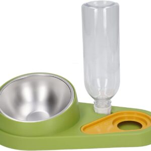 Stainless Steel Cat Water Food Bowl, Automatic Water Filling 16 Degree Tilt, Double Dog Cat Bowl Set, Double Pet Bowl Set with Detachable Parts, Easy for Washing and Cleansing