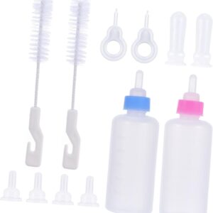Happyyami 12pcs Pet Nursing Bottle Set Silicone Feeder Bottle Kit for Kitten Puppy Newborn Animals