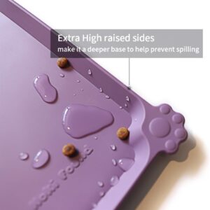 Hoki Found Silicone Pet Food Mats Tray – High-Lips Pet Dog Cat Bowl Mats – Pet Feeding Mat – Waterproof Dog Cat Food Mats -Pet Water Mats for Floors – Amethyst