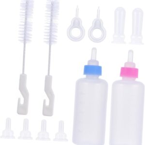 Sosoport 12pcs Food Grade Silicone Pet Nursing Bottles Set Safe for Kittens Puppies Newborn Animals Portable Feeding Kit