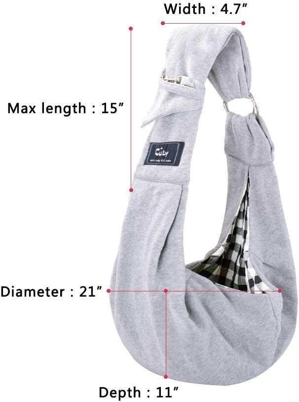 CUBY Dog and Cat Sling Carrier - Hands Free Reversible Pet Papoose Bag - Soft Pouch and Tote Design - Suitable for Puppy, Small Dogs Cats Outdoor (Grey, Adjust Strap 1.0) - Image 3