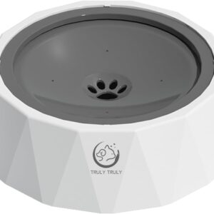 Spill Proof Slow Drinking Pet Water Bowl, Vehicle Travel Friendly Water Bowl for Cats and Dogs (White, 1 L)