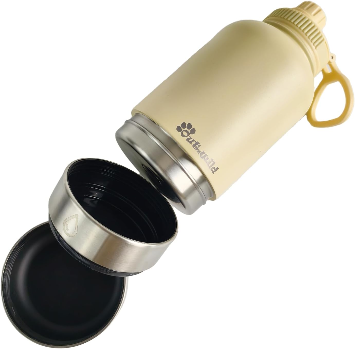 OUT 'N WILD Portable Dog Insulated Water Bottle & Bowls - All-in-One Travel Accessories Pet Food & Liquids for Car, Hiking, Camping - Leak-Proof, Double Walled - 32 oz, 2 Dog Bowls, Beige - Image 2