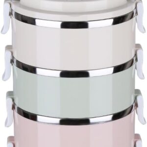 CHICIRIS Travel Dog Bowls, 4-tier portable stainless steel pet food container with handle, for dog and cat feeding, 24oz