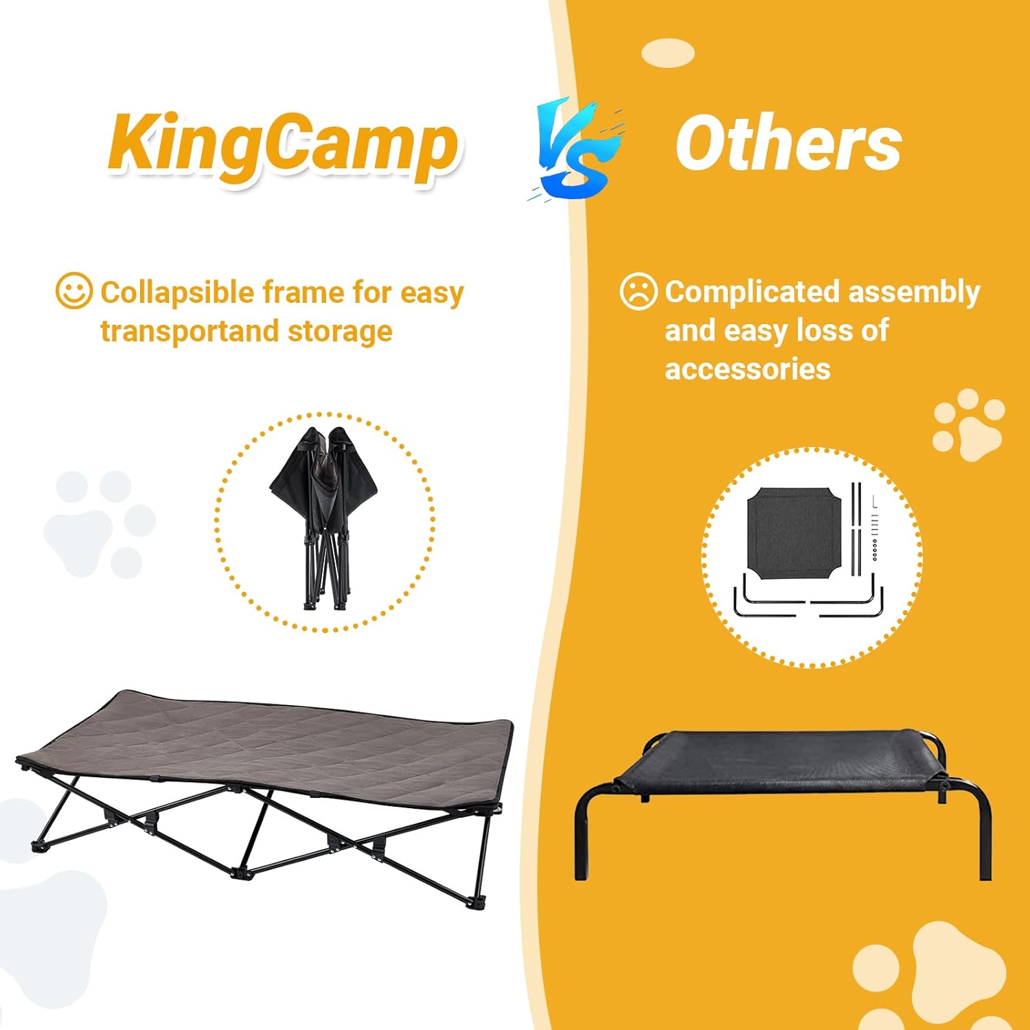 KingCamp Elevated Dog Bed for XL Dogs, Outdoor Raised Cooling Pet Cot Bed with Washable Breathable Mesh & No-Slip Feet Perfect for Camping, Backyard, Indoor Use (X-Large, Black) - Image 3
