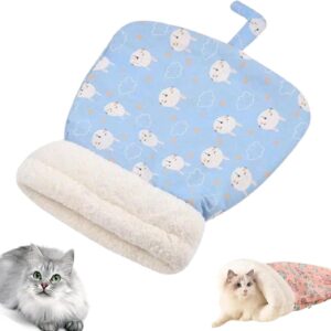 Cozy Pet Nest for Cats and Dogs, Soft Cat Dog Sleeping Bag, Portable Warm Feline Bed Pet Nest for Cats Small Dogs (Blue,Large)