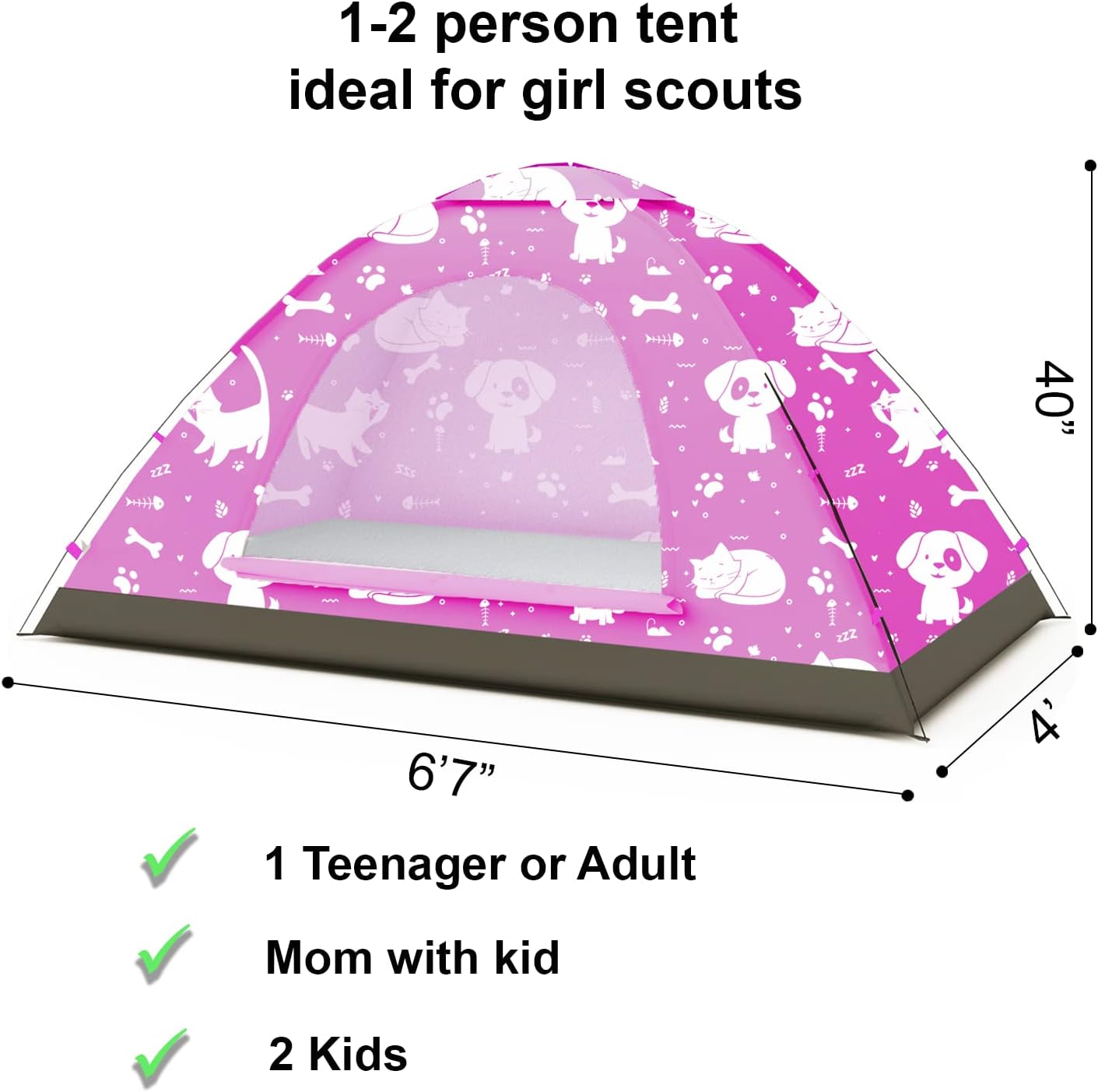 KidzAdventure 2 in 1 Indoor/Outdoor Tent for Kids, Small 1 or 2 Toddler/Kids Tent, Backpacking, Lightweight and Easy Pop up, Ideal for Backyard, Outside Camping, or Play Fort - Image 2