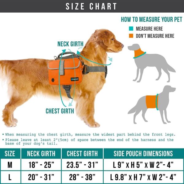 PetAmi Dog Backpack for Medium Large Dogs, Dog Saddle Bag for Dogs to Wear, Harness Saddlebag with Reflective Safety Side Pockets for Hiking, Camping, Vest Dog Pack for Travel (Green, Large) - Image 4