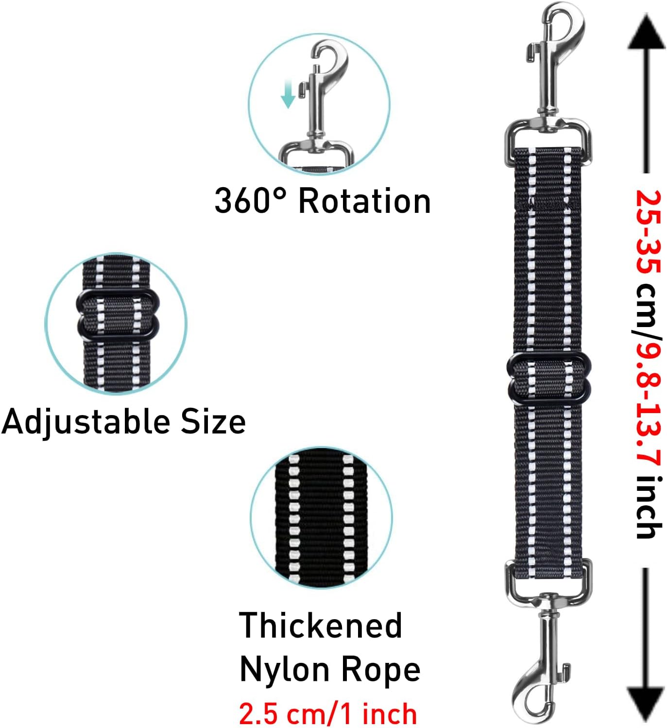 Prong Collar Safety Clip 2 Pcs Dog Leash Connector Adjustable Reflective Backup Prong Collar Leash Adapter Dog Collar Safety Clip(Light Red) - Image 6