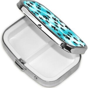 Dog Paw Print Pill Box Portable Pill Case 2 Compartment Medicine Tablet Vitamin Holder Organizer for Purse Pocket Travel Gifts