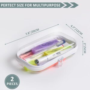 Set of 2 – Hard Sided Clear Zipper Case for Storage – Professional-Grade Plastic Hard Shell Zippered Organizers, Cosmetic Bag, Snack Bins