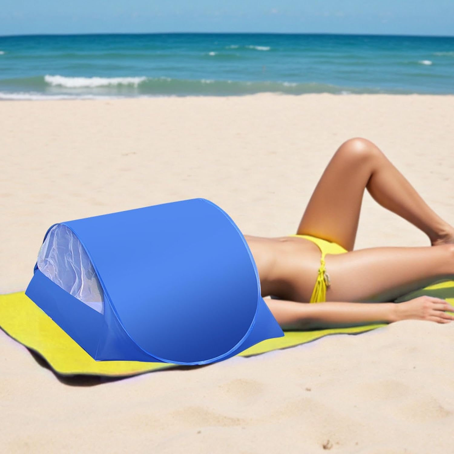 Mini Beach Instant Canopy Zipper with Head Shade Automatic Shade Tent for Fishing Outdoor Dog Pet, Blue - Image 3