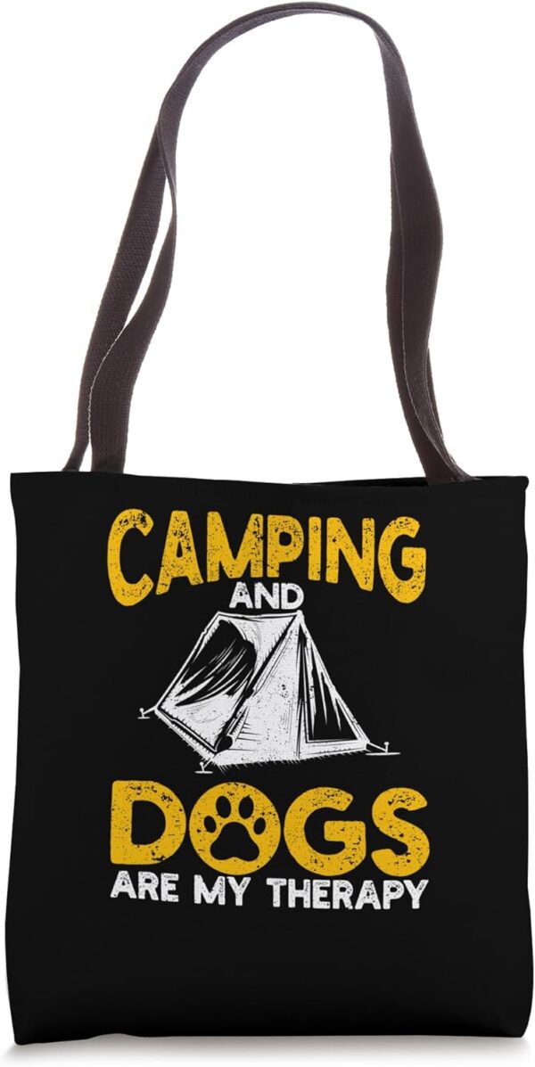 Camping And Dogs Are My Therapy Camp RV Camper Dog Lover Paw Tote Bag