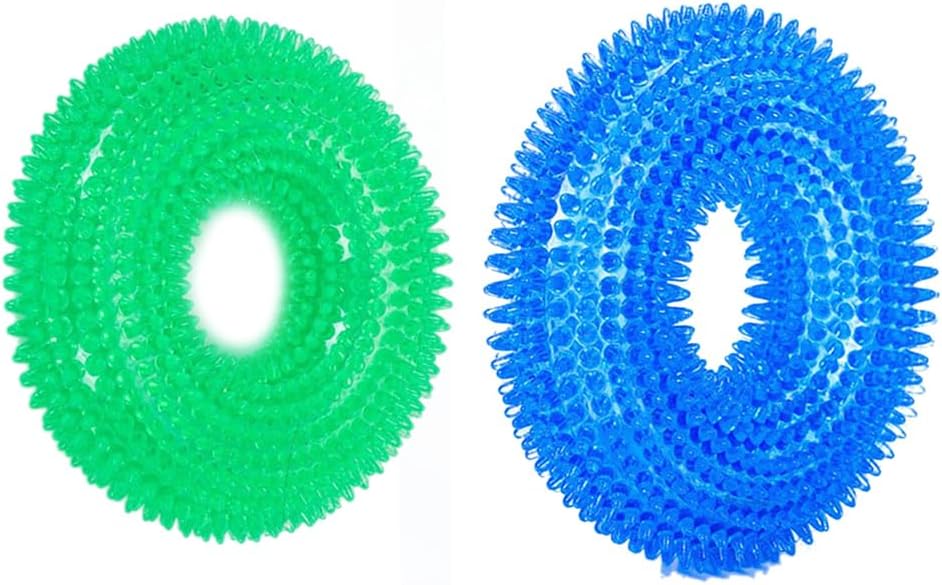 Angoily 2pcs TPR Pet Chew Rings for Dogs Flexible and Weather Resistant Dog Toys Blue and Green Teething Molar Care and Interactive Play - Image 7