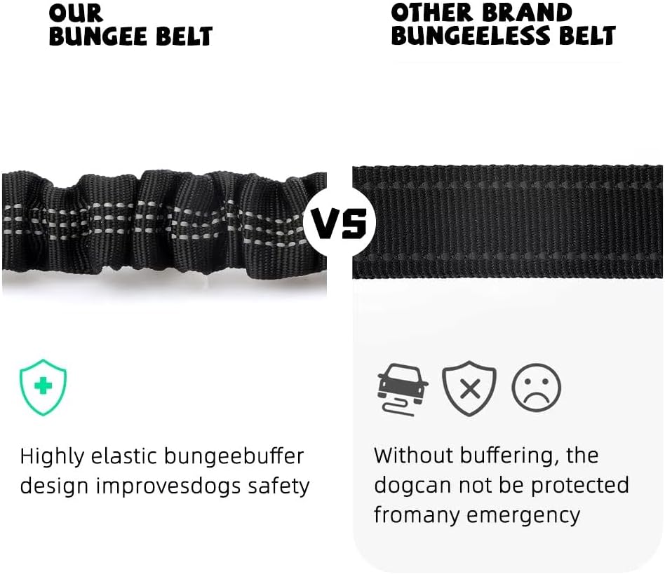 PETSPLAZA Dog Seat Belt, Retractable Dog Car Harness Adjustable Dog Seat Belt for Vehicle Nylon Pet Safety Seat Belts Heavy Duty & Elastic (Black) - Image 4