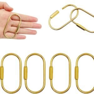 Keychain - Gold Carabiner Clip with Secure Locking Screw Design - Ideal for Keys,Bags,Accessories,Luggage Tags & Pet Collars- & Stylish