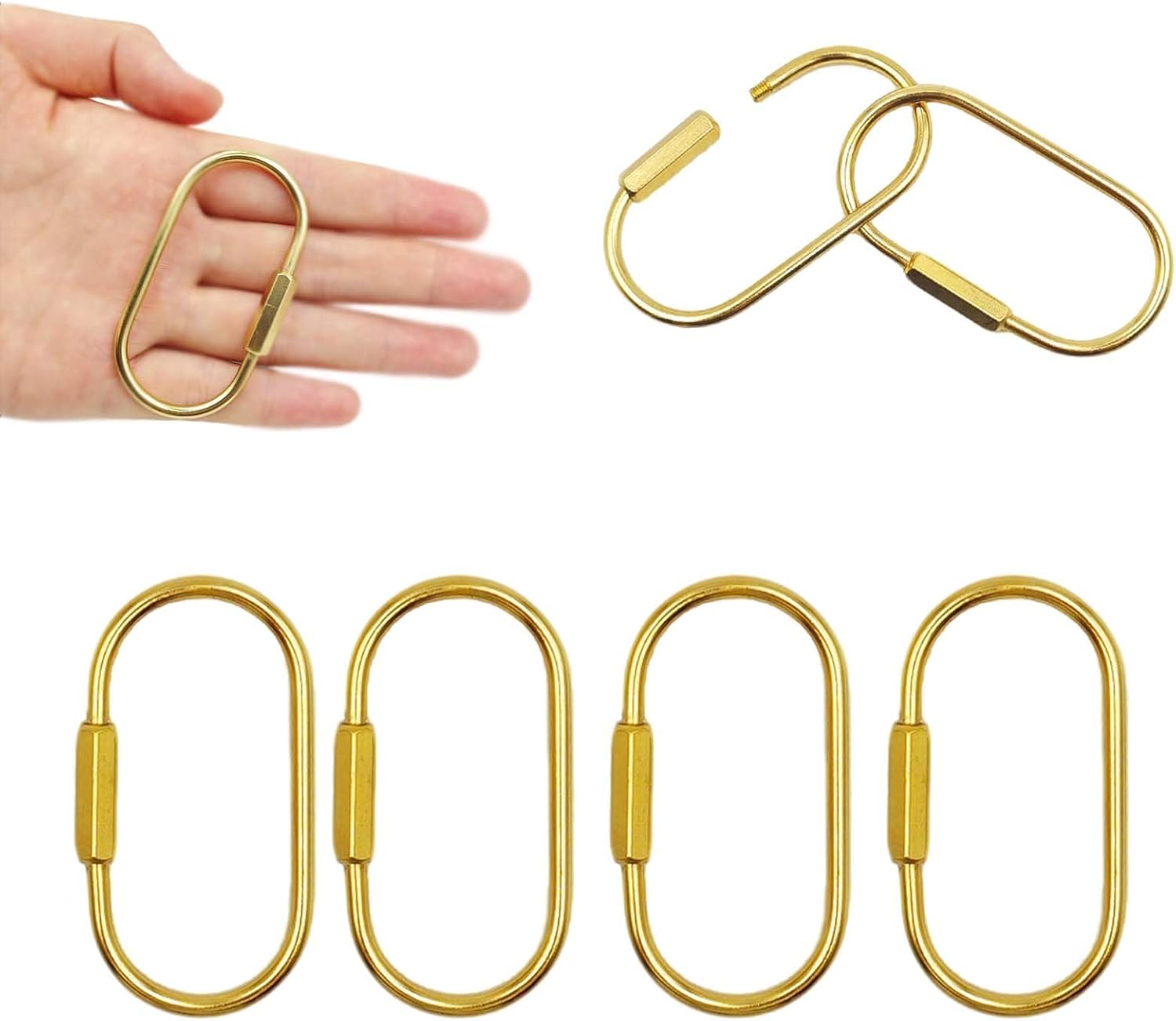 Keychain - Gold Carabiner Clip with Secure Locking Screw Design - Ideal for Keys,Bags,Accessories,Luggage Tags & Pet Collars- & Stylish