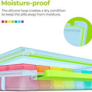 AUVON iMedassist Moisture-Proof Weekly Pill Organizer 4 Times a Day, Large 7 Day Pill Box Case with Portable Design for Travel, Removable Individual Containers Hold Vitamins, Supplements, Medications