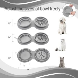 IFOYO Collapsible Dog Bowls, 2 in 1 Upgrade Foldable Expandable Travel Pet Food Feeding Dog/Cat Bowl with No Spill Non-Skid Silicone Mat and Carabiner Clip for Traveling, Hiking, Camping, Gray