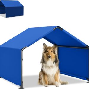 Dog Shade Shelter Outdoor, 4'x4'x3' Dog Tent Outdoor, Pet Tent Outside with Waterproof Roof, Blue Sun Rain Cover for Pet Cat Goat Pig Small Animals and Livestock