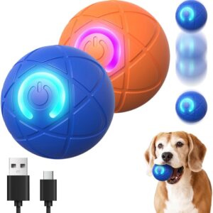 Interactive Dog Ball Toy, 2025 Upgrade Automatic Rolling Ball Interactive Pet Balls Shaky Toy, Self Moving Smart Jumping Electric Balls for Pets Indoor Outdoor Fun (Blue Orange)