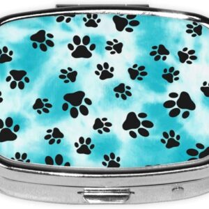 Dog Paw Print Pill Box Portable Pill Case 2 Compartment Medicine Tablet Vitamin Holder Organizer for Purse Pocket Travel Gifts