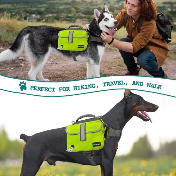 PetAmi Dog Backpack for Medium Large Dogs, Dog Saddle Bag for Dogs to Wear, Harness Saddlebag with Reflective Safety Side Pockets for Hiking, Camping, Vest Dog Pack for Travel (Green, Large) - Image 6