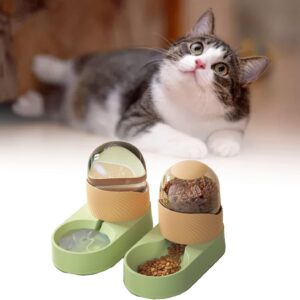 Automatic Cat Feeder and Water Dispenser,Pet Food Feeder and Waterer Set Pets Cats Dogs Automatic Waterer and Food Feeder for Small Medium Cats Dogs Big Capacity (Green Orange)