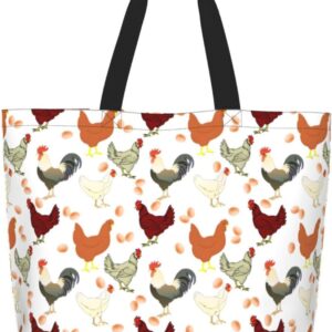 Dog Paw Tote Bag for Women Chicken Reusable Handbag Grocery Bags Skull Beach Shoulder Bag Shopping Handbags Gifts