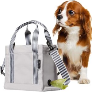 Dog Walking Bag Crossbody Tote and Dog Treat Pouch with Built-in Poop Bag Dispenser
