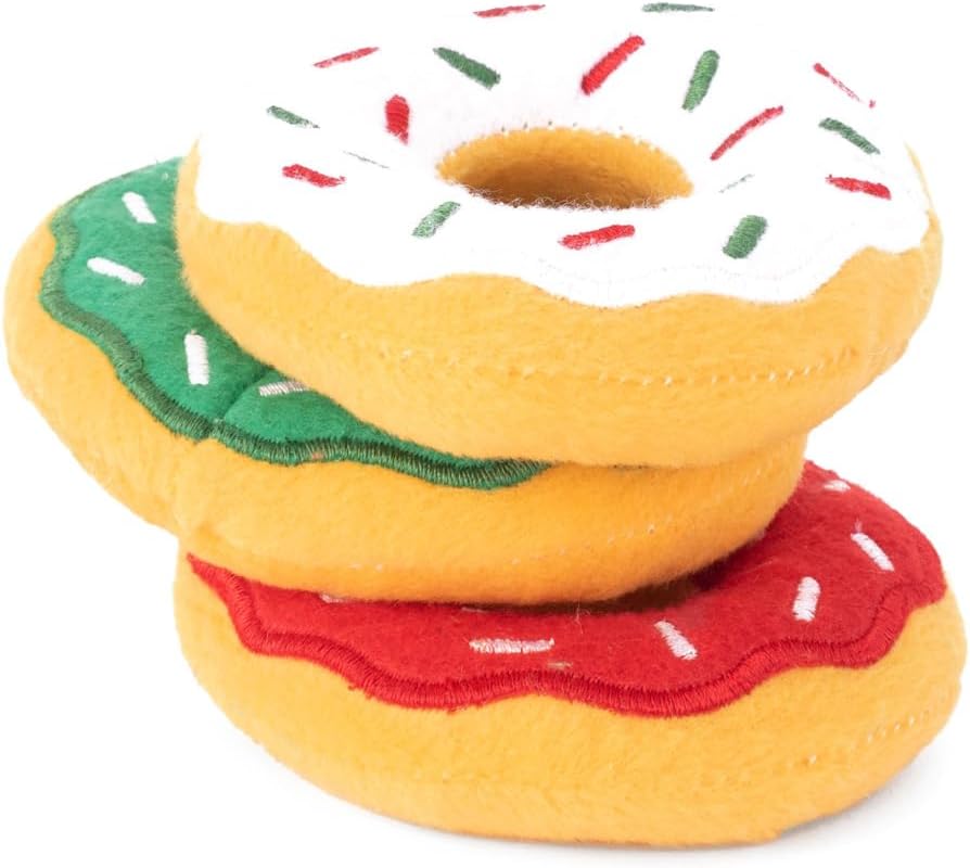 ZippyPaws Burrow Replacement Miniz - Interactive Dog & Puppy Toys for Boredom, Stimulating Pet Products to Keep them Busy, Plush Refills for Hide & Seek Puzzle, Enrichment Squeaky Toy - Holiday Donutz - Image 2